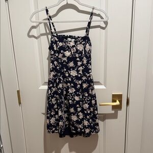 Altar'd State Navy and White Floral Backless Dress